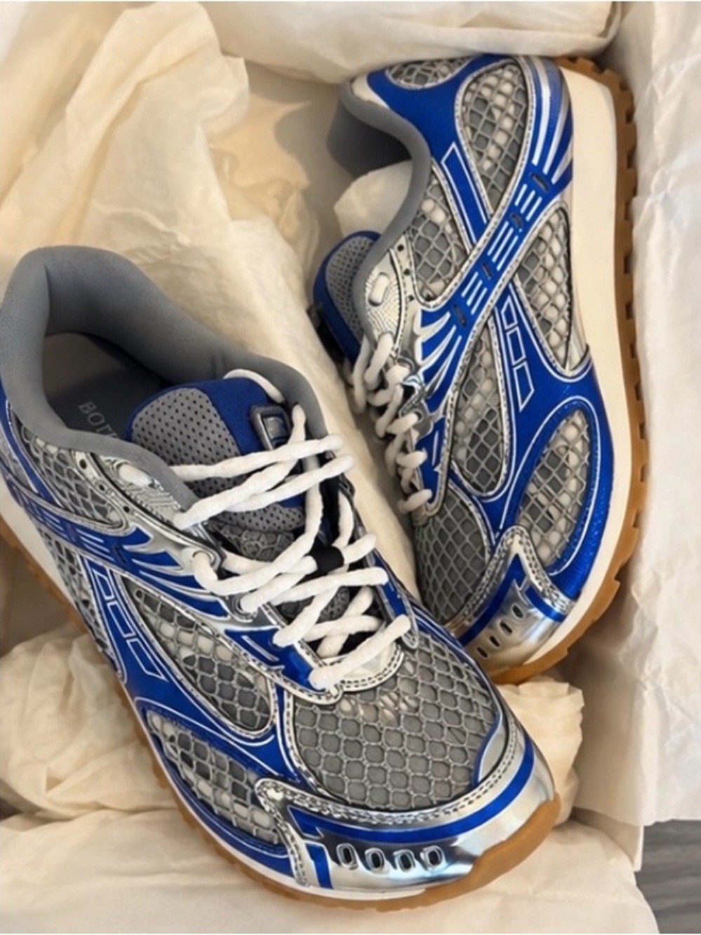 Bottega Veneta Blue, Gray and Gum Athletic Sneakers